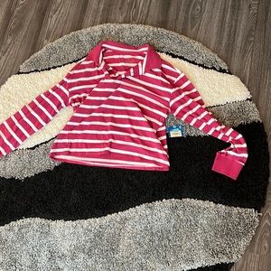 Maroon and white crop long sleeve polo. Size large.